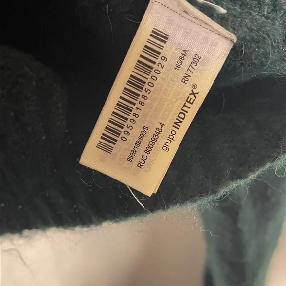 ZARA WOMENS GREEN WOOL SEMI CROPPED TURTLENECK SWEATER SMALL 9598/188/500/S - Picture 4 of 6